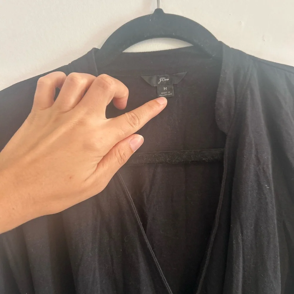 J. Crew Black Wrap Top with Tie Waist